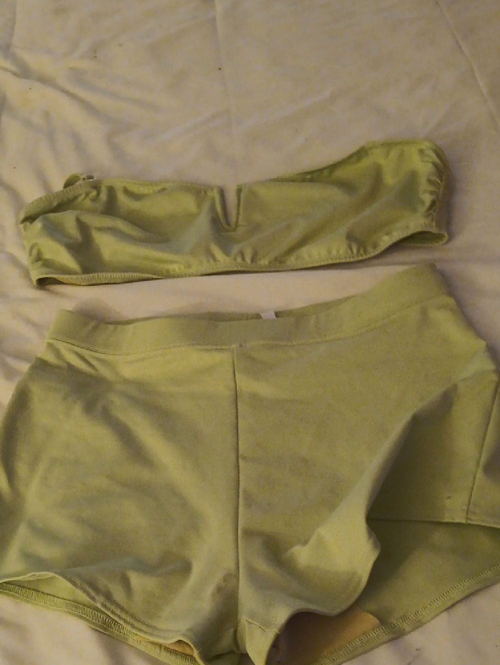 Light Green Bandeau Top and Shorts Set Or Swim